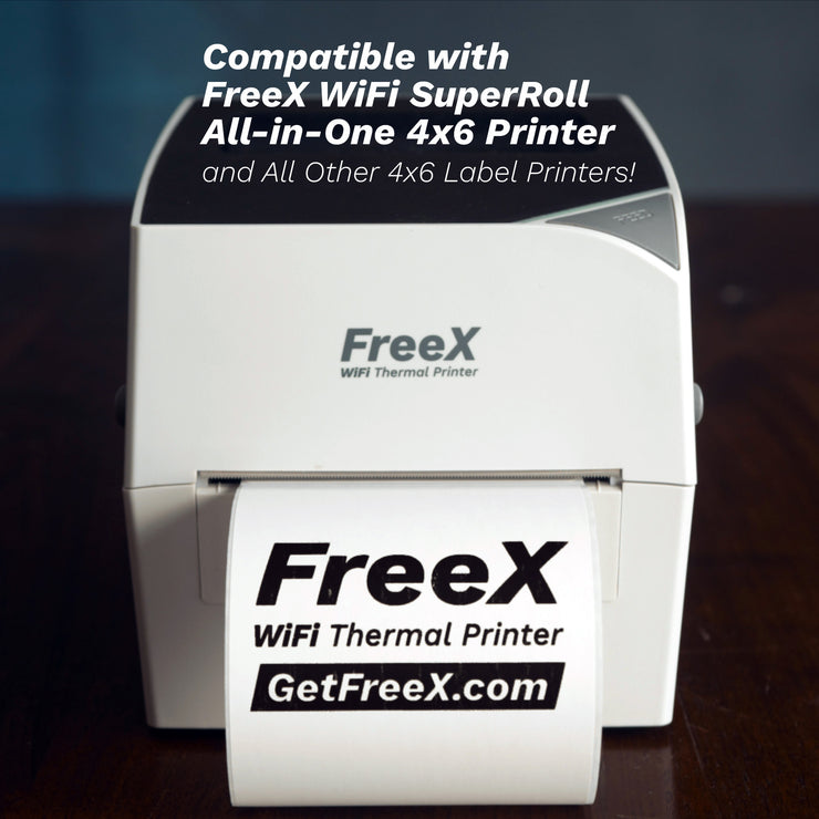 FreeX Commercial-grade 4x6 Shipping Thermal Labels (SuperRoll 600 Labels/Roll, Standard Roll 450 Labels, Lite Roll 250 Labels/Roll, Fanfold Stack 500 Labels) (1/2/4/8 Bundle Packs)